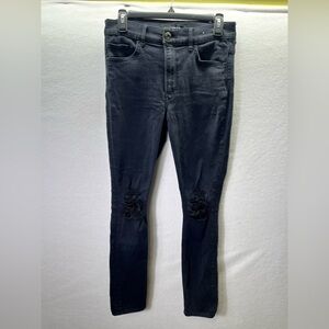 Express‎ Black Distressed High Rise Jegging Jeans Womens 8 Stretch Waitress 2427